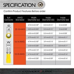 100 Vinyl Female Quick Disconnect Terminal 12-10GA AWG gauge Yellow 0.250″ Wire