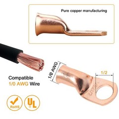 30/10PCS 1/0 AWG-3/8 Battery Lugs,Ring Wire 0 Guage Terminals,Battery Cable Ends