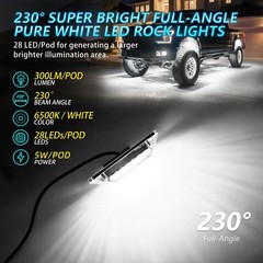 4Pods Full Angle All Pure White LED Rock Lights Full Kit Plug and Play & Pre …