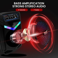 Pyle 400W Rechargeable Outdoor Bluetooth Speaker Portable PA System w/ 8? Subwoo