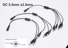 CCTV Camera DC 5.5mm x 2.5mm Female to 2/3/4/5 Male Power Splitter Adapter Cable