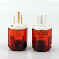 Pair Gold/Rhodium Plated US AC Audio Mains Plug IEC C15 HiFi Power Wire Connetor