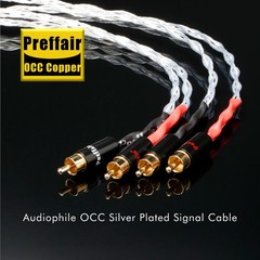 Preffair OCC Copper Interconnect Cable 24K Gold Plated 2RCA Plug HIFI