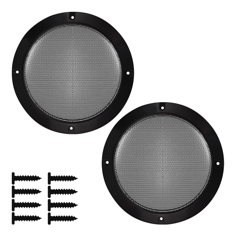 2PCS 6.5” Black Speaker Grill Covers, Round Metal Mesh Guard Protectors, Univ…