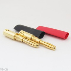 100pcs Gold Plated Copper 4mm Banana Plug Speaker Cable Connector w/Heatshrink