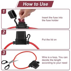 10 Pack Inline Fuse Holder 12V, Professional 12 AWG Waterproof Fuse Holder wi…