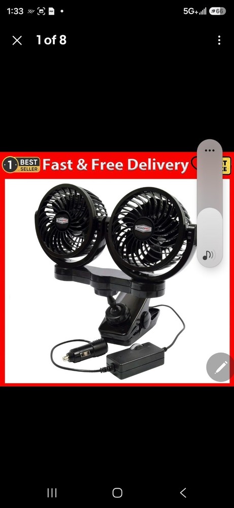 Roadpro RPSC8572 12-Volt Dual Fan with Mounting Clip. Free Shipping