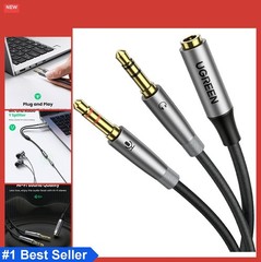 Headphone Splitter Adapter 3.5mm 2 Male to Female Y Cable for PC Laptop Gaming