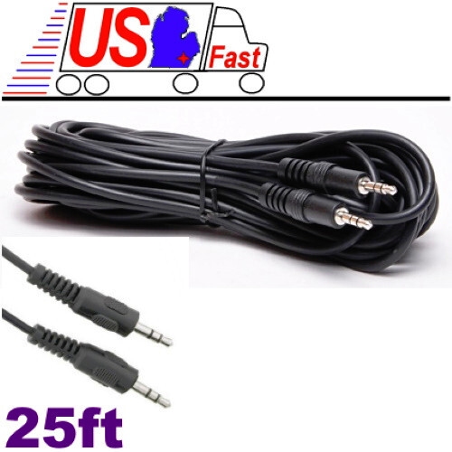 NEW 25 ft 3.5mm 1/8 auxiliary aux stereo audio input cable, Ships fast from USA!
