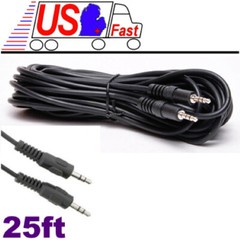 NEW 25 ft 3.5mm 1/8 auxiliary aux stereo audio input cable, Ships fast from USA!