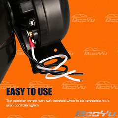Booyu 200W High-Performance PA Siren Horn Speaker 180 Degree Design 8 Ohms