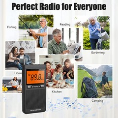 Emergency Pocket AM FM NOAA Weather Band Radio Auto-Search Receiver LCD Screen
