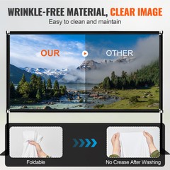 VEVOR Outdoor Movie Screen w/ Stand Portable Projector Screen 150″ 16:9 HD 4K