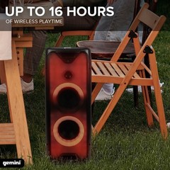 Gemini GLS-550 DJ Big Wireless Bluetooth LED Lights Party Speaker Mic Remote