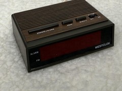 Vintage Westclox 22690 Digital Alarm Clock Brown Woodgrain Red LED Hong Kong