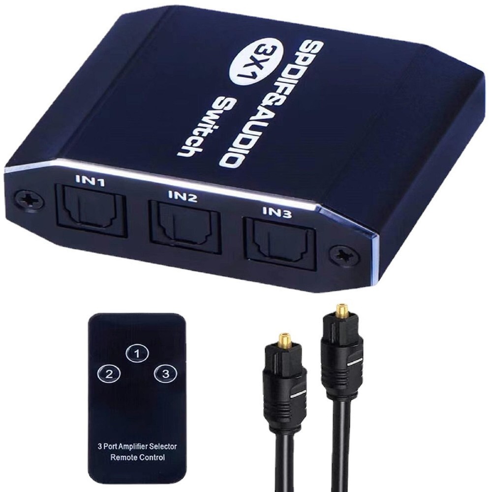 3 in 1out Aluminum Spdif Toslink Optical Digital Audio Splitter Switch Hub NEW