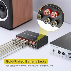 Plug and Play 2-Way Speaker Switcher Box – Connect Multiple Audio Sources Easily