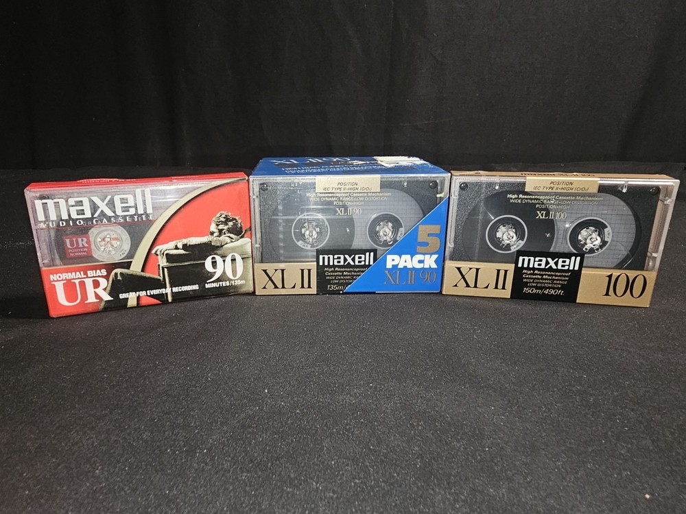 Maxell Audio Cassette Tapes 7pc Lot High Resonanceproof 90/100 Sealed