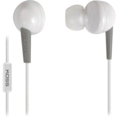 Koss White Stereo Earbuds Inline Mic and Remote 16-20kHz 4′ Cord from USA Seller
