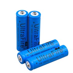 3.7V Button Top Rechargeable Battery 3000mAh Lithium Cell Charger For Flashlight