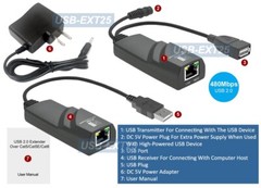 Active Powered USB 2.0 Range Extender Over RJ45 Cat5 Cat6 Cat6E Cable Kit 200FT