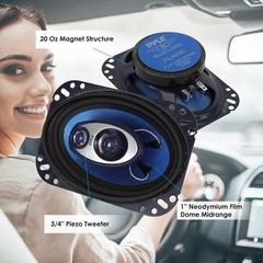 Pyle 4x6in. 240W 3-Way Speakers (Pair) New PL463BL