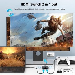 8K HDMI 2.1 Splitter 48Gbps with 3D Dolby Support for PS5 and Laptops