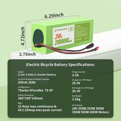 Green 24V 20AH li-ion battery PACK
