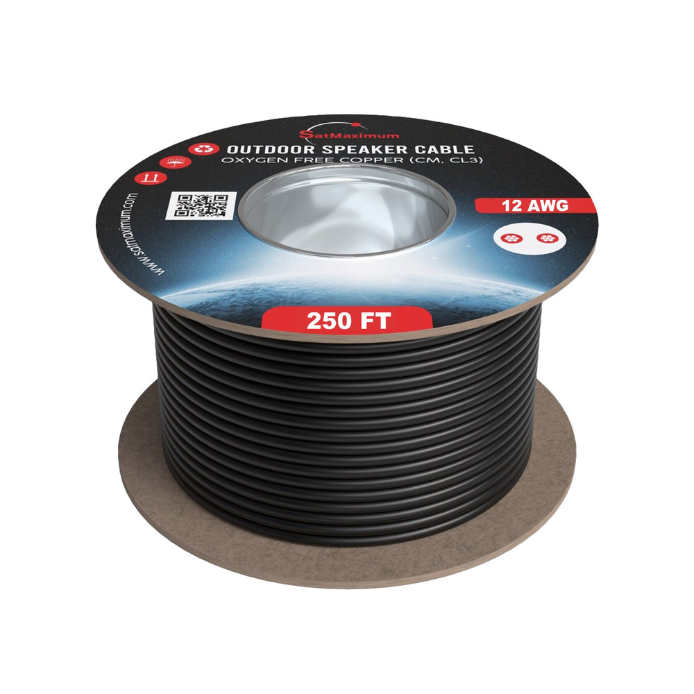12AWG Outdoor Speaker Cable CL3 OFC Direct Burial Bulk Wire 250ft/500ft Lot