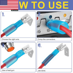 200PCS Heat Shrink Piggyback Spade Connectors, 22-10 AWG Piggyback Wire Connecto