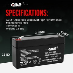 Casil 6V 1.3Ah Replacement Battery Compatible with UltraTech UT612 IM-612