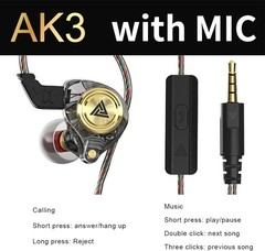 Wired Gaming Earbuds, Ak3file in Ear Monitors, Deep Bass Sound Wired Earbuds