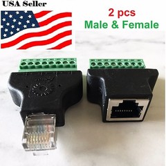 Ethernet RJ45 Male/Female Screw Terminal 8Pin CCTV Digital DVR Adapter Connector