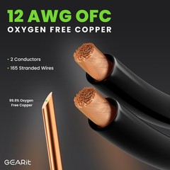 GearIT 12AWG Speaker Cable Wire with Gold-Plated Banana Tip 6 Feet, Black