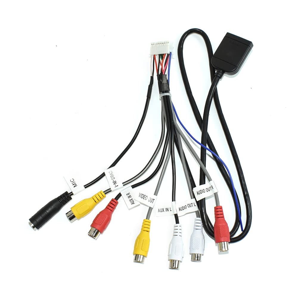 VIKNAN 20-pin RCA Output Cable for Android Car Radio Video Audio Adapter Cabl…