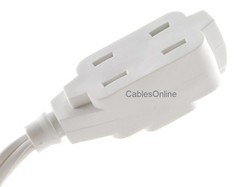 9ft 3-Outlet 2-Prong White Power Extension cable. PC-E309