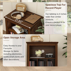 Farmhouse Record Player Stand, 3 Tier End Table, Turntable Stand with Vinyl Reco