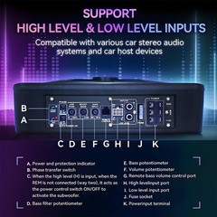 800W Wireless 10” Slim Under Seat Powered Car Subwoofer w/Built-in Amplifier