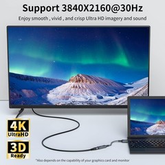4K DisplayPort to HDMI Adapter Cable DP to HDMI Male-to-Female Gold-Plated HDR