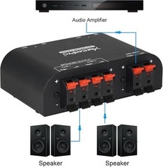 61048 2 to 4 Way Speaker Switch, 1 in 2 Out to 1 in 4 Out Way Pair Stereo Spe…