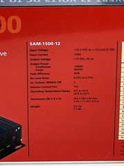Samlex Power SAM-1500-12 DC-AC Inverter 1500 WATTS 12 VDC – 115 VAC