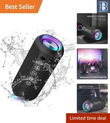 RGB Light Show Portable Speaker – Waterproof, 30 Hours Playtime for Outdoor Fun