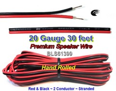30′ ft Red Black 20 Gauge SPEAKER WIRE Cable Home Car Audio Wiring 12V DC Power