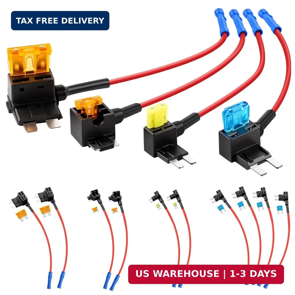 10 Pack 12V Car Add-a-Circuit Fuse Tap Kit, 4 Types Standard Mini Micro2 Low Pro