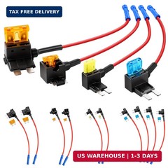 10 Pack 12V Car Add-a-Circuit Fuse Tap Kit, 4 Types Standard Mini Micro2 Low Pro