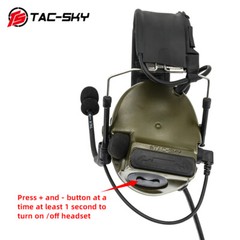 TS TAC-SKY COMTAC III Tactical Headse Removable headband & K 2 Pin Plug Ptt