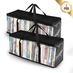 2pcs DVD Storage Bags, Water Resistant CD Holder, Clear PVC Media Organizer Case