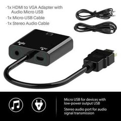 HDMI Male to VGA Female Adapter Cable Audio Converter For HDTV PC Monitor Laptop