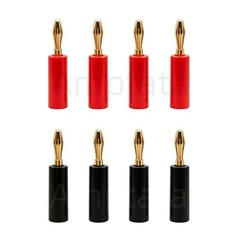 8 Pack 4mm 24k Gold Banana Plug Deluxe Dual Lock Speaker Wire Audio Jack Connect