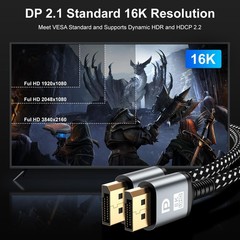16K DisplayPort Cable 2.1, 3.3 FT DP Cable 2-Pack[16K60Hz, 8K120Hz, 4K240Hz, …